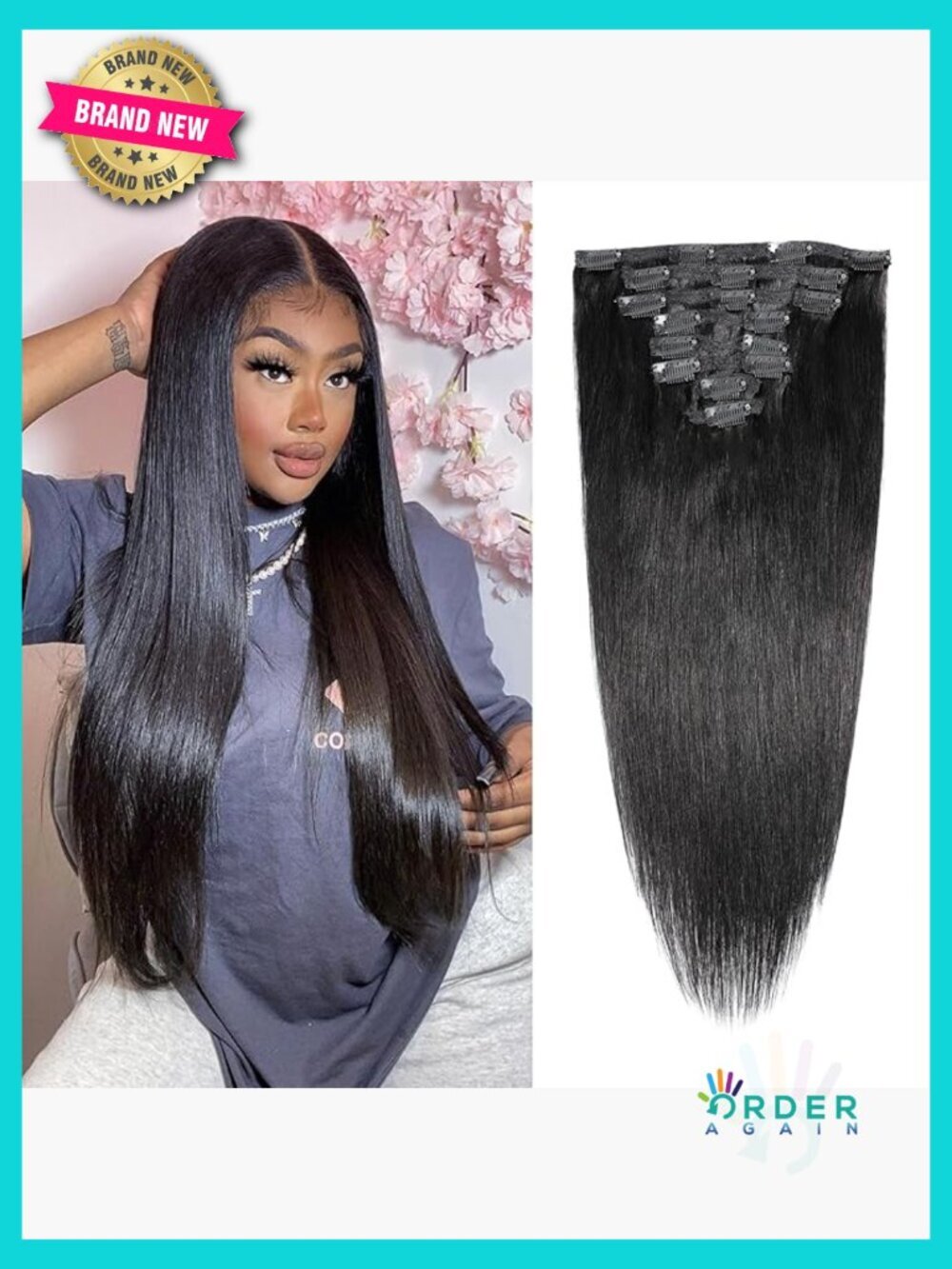 Clip In Hair Extensions Real Human Hair 8Pcs 100g Silky Straight 24 Inch Remy